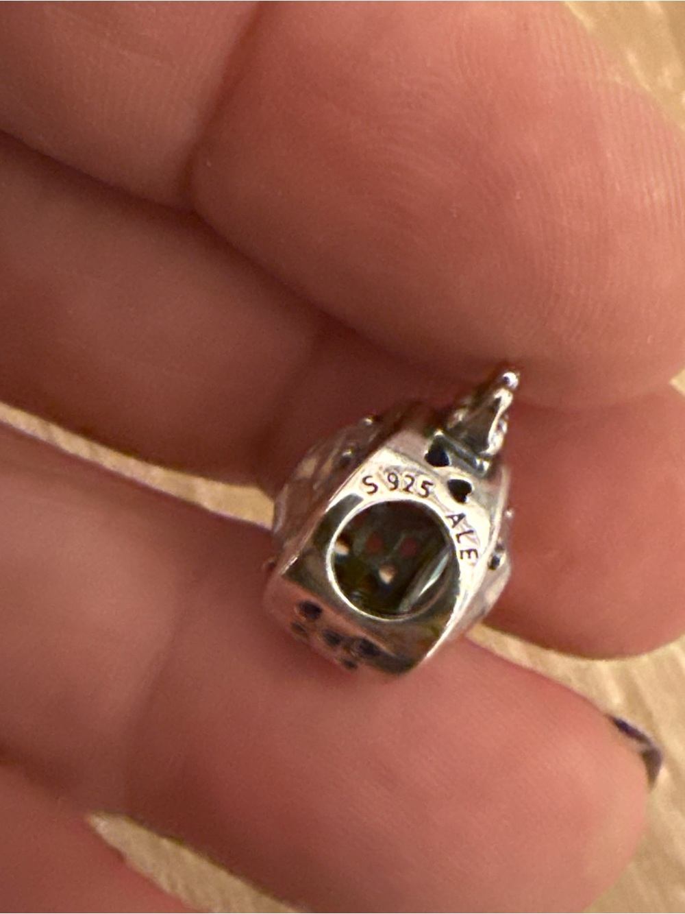 Pandora Silver Crown Charm with Clear Faceted Stone - Picture 2 of 5